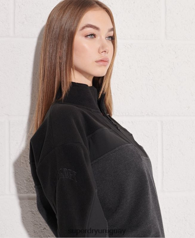 uy Superdry mujer sudadera sportstyle dolman con cremallera 1/4 negro DT2N8Z3492 ropa