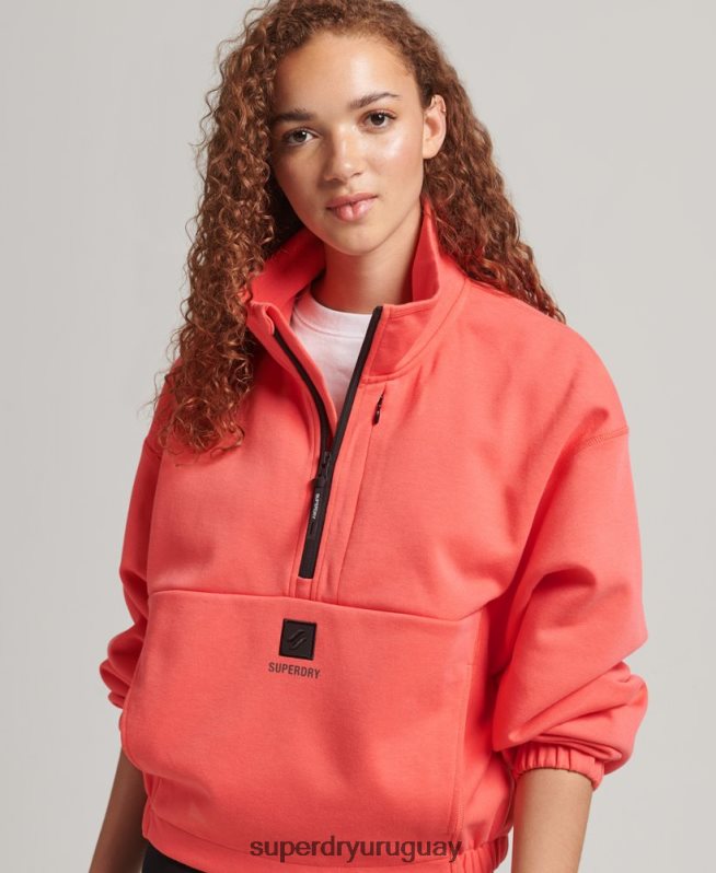 uy Superdry mujer sudadera técnica con media cremallera coral DT2N8Z5965 ropa