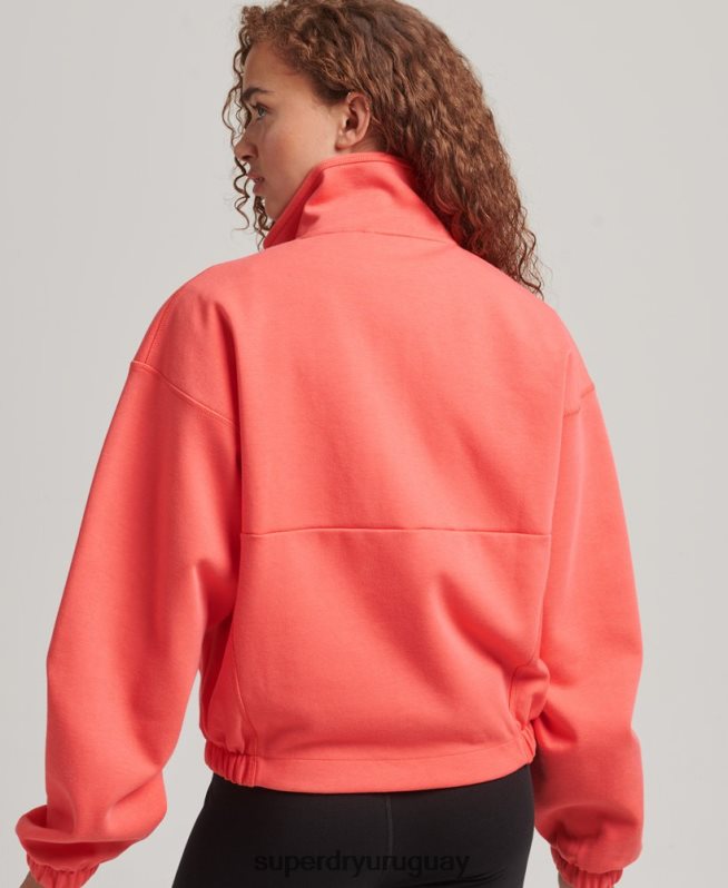uy Superdry mujer sudadera técnica con media cremallera coral DT2N8Z5965 ropa