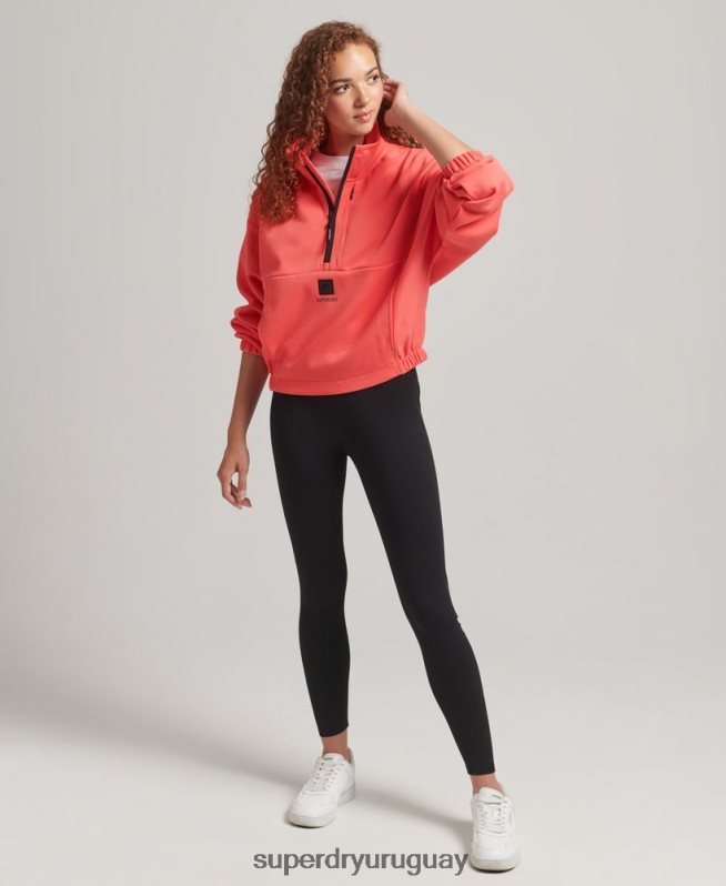 uy Superdry mujer sudadera técnica con media cremallera coral DT2N8Z5965 ropa