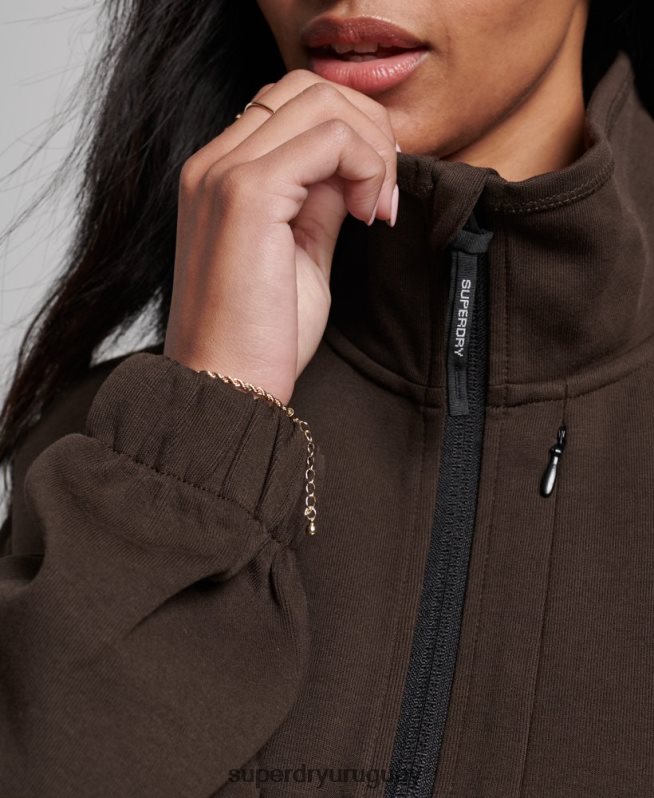 uy Superdry mujer sudadera técnica con media cremallera marrón DT2N8Z3364 ropa