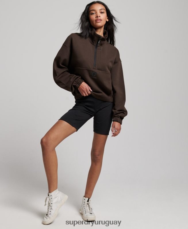 uy Superdry mujer sudadera técnica con media cremallera marrón DT2N8Z3364 ropa