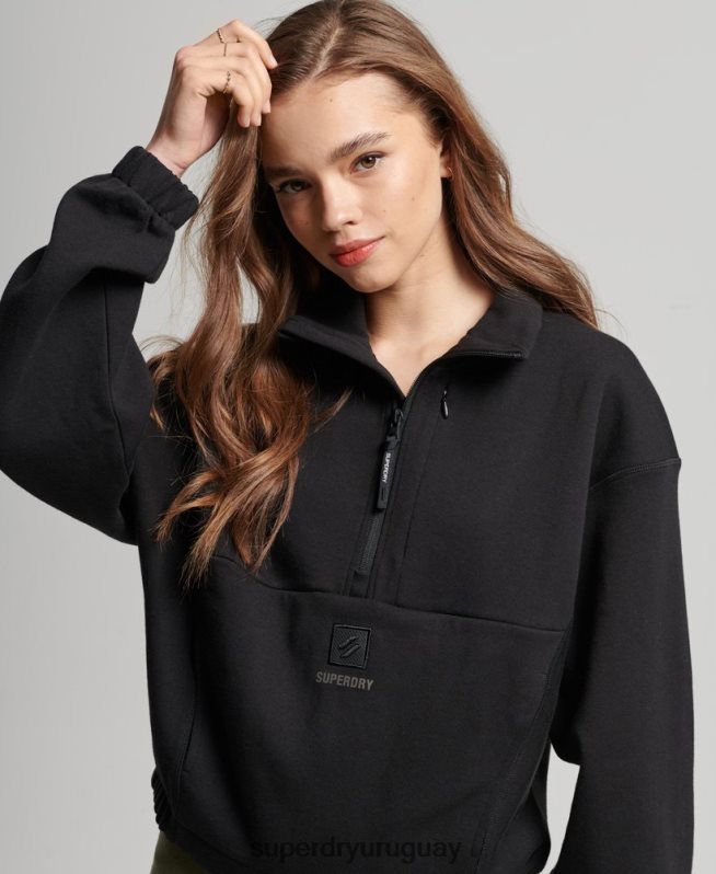 uy Superdry mujer sudadera técnica con media cremallera negro DT2N8Z3281 ropa