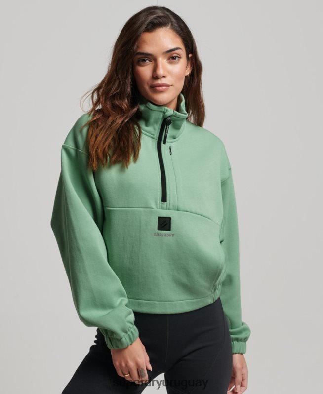 uy Superdry mujer sudadera técnica con media cremallera verde DT2N8Z3286 ropa