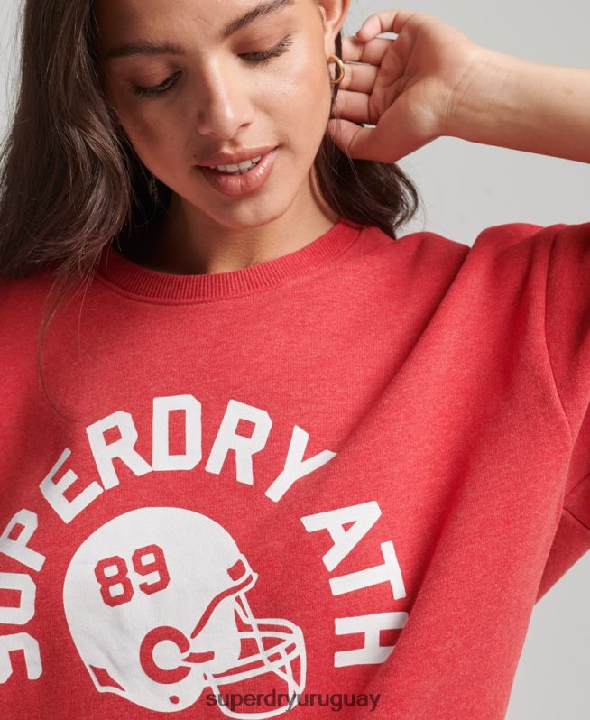 uy Superdry mujer sudadera universitaria de manga corta rojo DT2N8Z6053 ropa