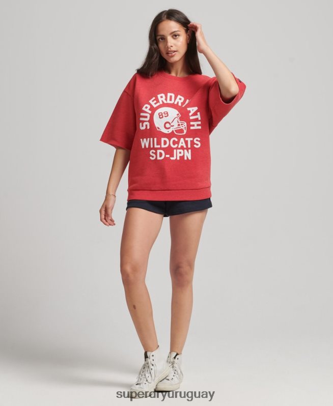 uy Superdry mujer sudadera universitaria de manga corta rojo DT2N8Z6053 ropa