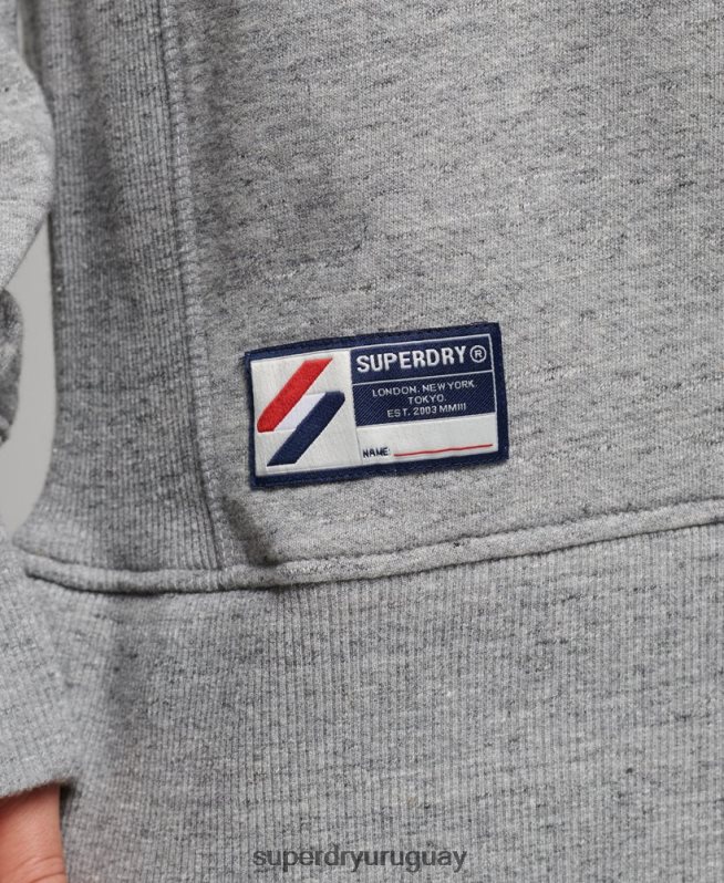 uy Superdry mujer sudadera universitaria extragrande con media cremallera gris claro DT2N8Z6041 ropa