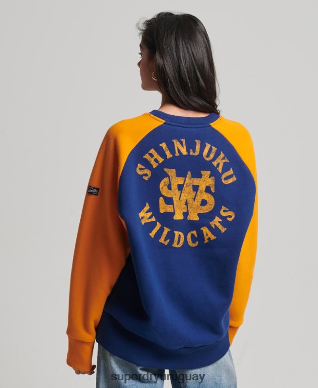 uy Superdry mujer sudadera vintage colegial con cuello redondo y raglán Armada DT2N8Z5760 ropa
