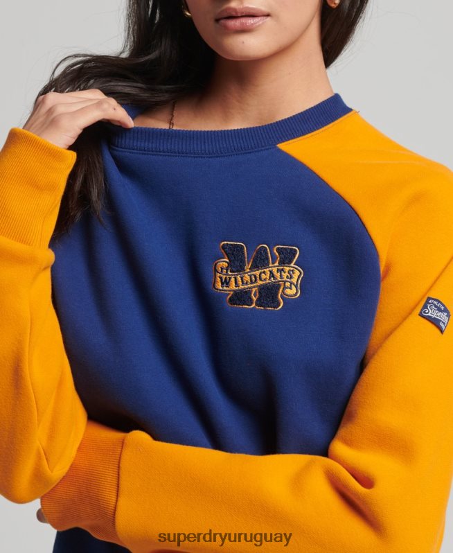 uy Superdry mujer sudadera vintage colegial con cuello redondo y raglán Armada DT2N8Z5760 ropa