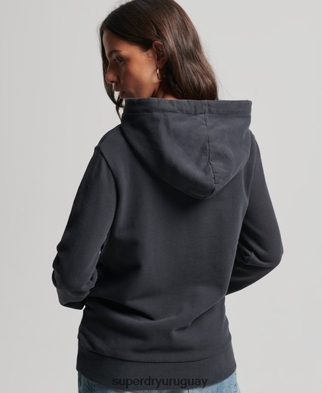 uy Superdry mujer sudadera vintage con capucha de película B gris oscuro DT2N8Z6097 ropa