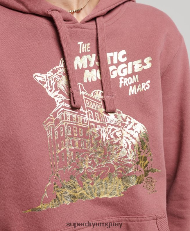 uy Superdry mujer sudadera vintage con capucha de película B rosa DT2N8Z5774 ropa