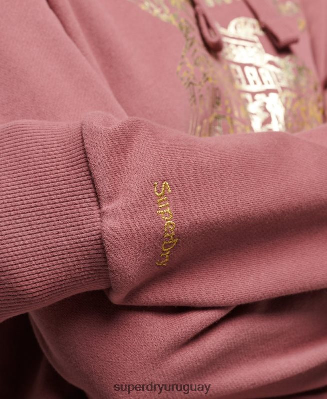 uy Superdry mujer sudadera vintage con capucha de película B rosa DT2N8Z5774 ropa