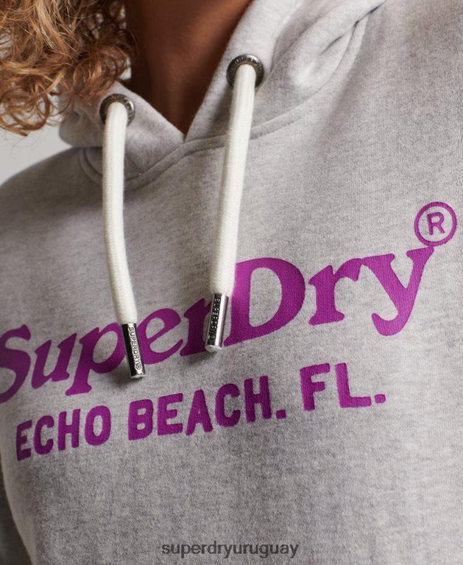 uy Superdry mujer sudadera vintage con capucha gris claro DT2N8Z2314 ropa