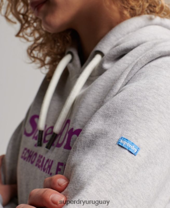 uy Superdry mujer sudadera vintage con capucha gris claro DT2N8Z2314 ropa