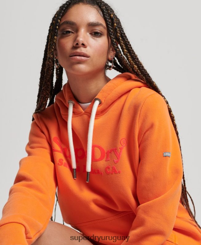 uy Superdry mujer sudadera vintage con capucha naranja DT2N8Z2309 ropa