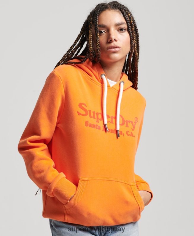 uy Superdry mujer sudadera vintage con capucha naranja DT2N8Z2309 ropa