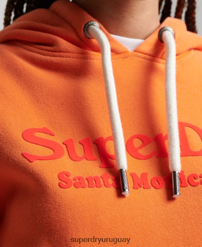uy Superdry mujer sudadera vintage con capucha naranja DT2N8Z2309 ropa