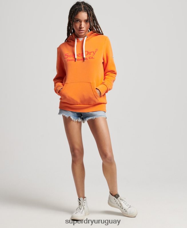 uy Superdry mujer sudadera vintage con capucha naranja DT2N8Z2309 ropa