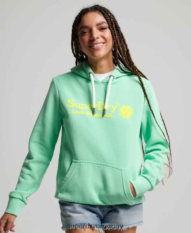 uy Superdry mujer sudadera vintage con capucha verde DT2N8Z2315 ropa