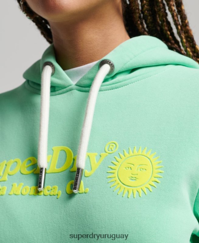 uy Superdry mujer sudadera vintage con capucha verde DT2N8Z2315 ropa