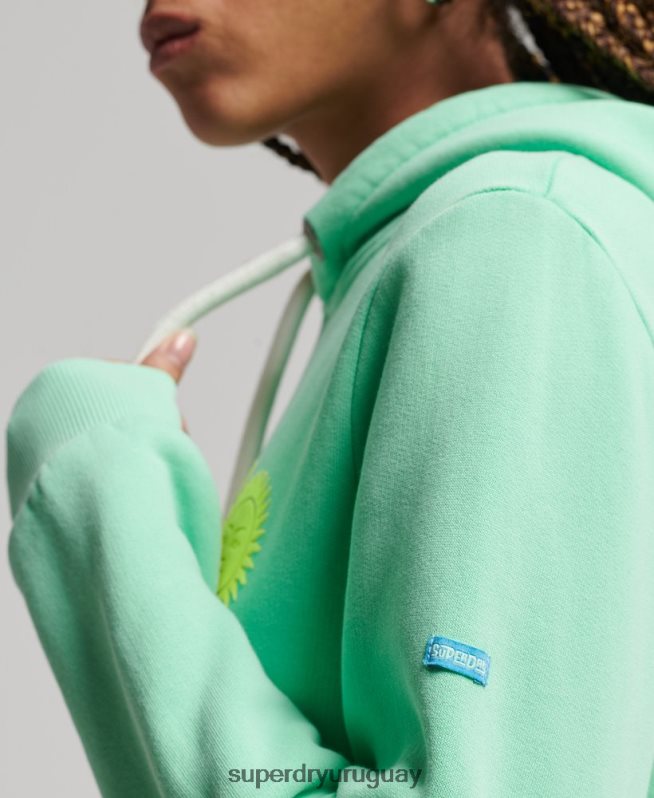 uy Superdry mujer sudadera vintage con capucha verde DT2N8Z2315 ropa