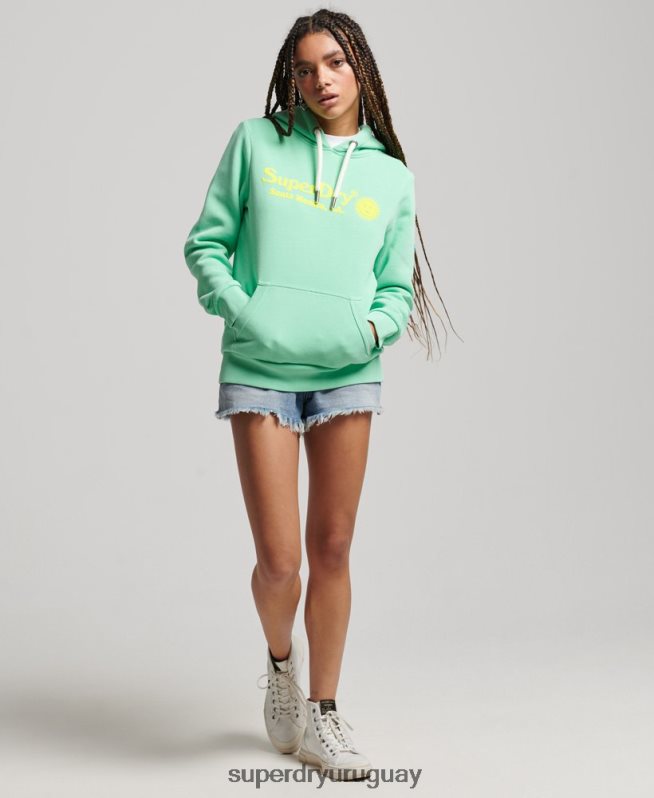 uy Superdry mujer sudadera vintage con capucha verde DT2N8Z2315 ropa