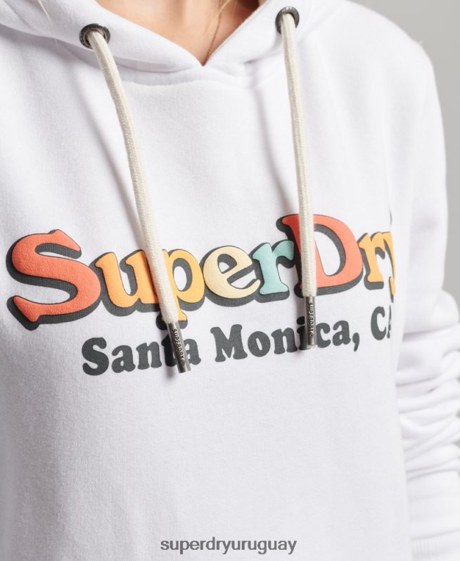 uy Superdry mujer sudadera vintage con capucha y arcoíris blanco DT2N8Z2206 ropa