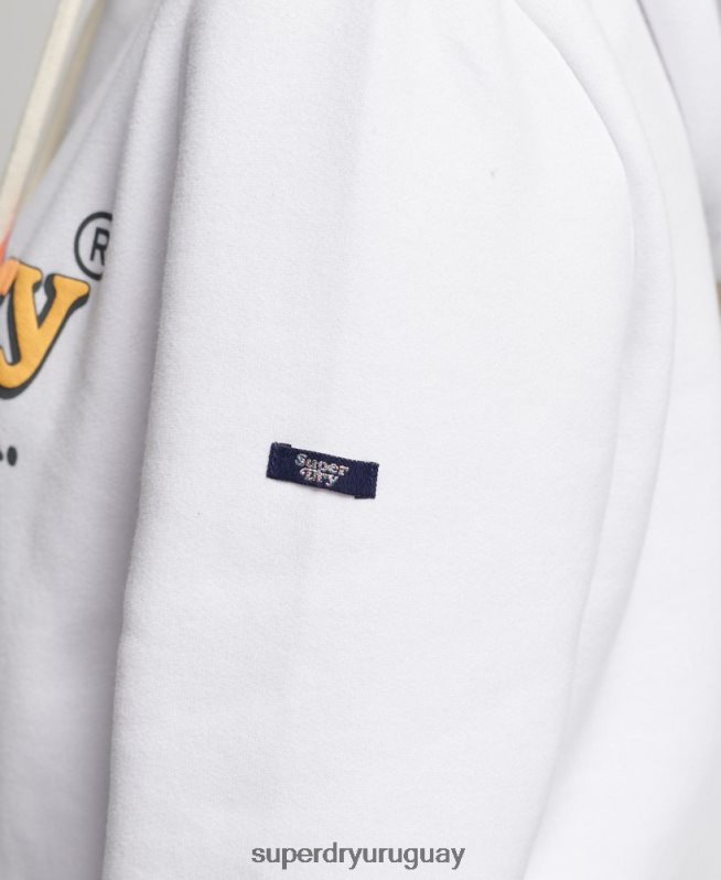 uy Superdry mujer sudadera vintage con capucha y arcoíris blanco DT2N8Z2206 ropa
