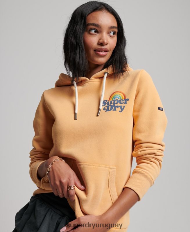 uy Superdry mujer sudadera vintage con capucha y arcoíris marrón DT2N8Z2280 ropa