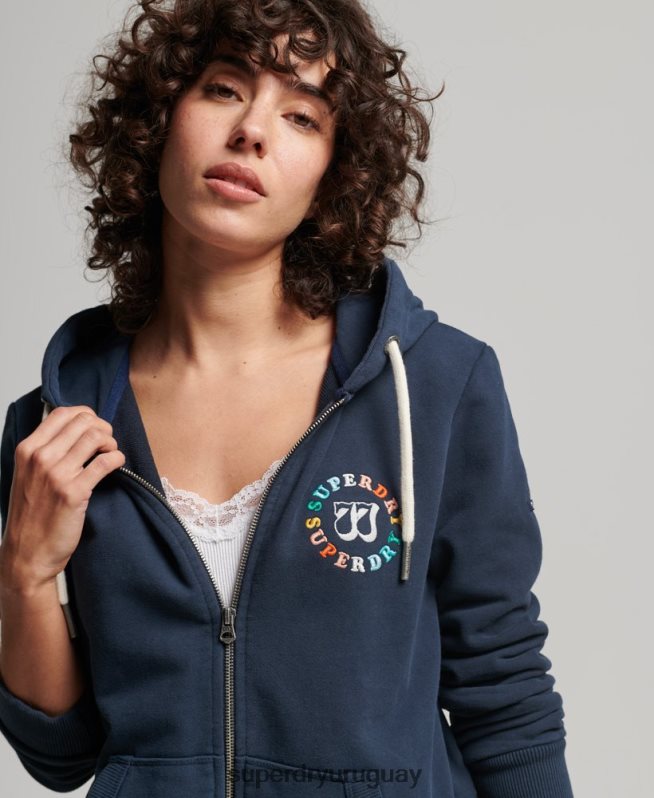 uy Superdry mujer sudadera vintage con cremallera y arcoíris Armada DT2N8Z2242 ropa