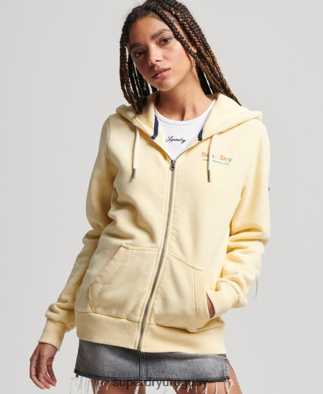uy Superdry mujer sudadera vintage con cremallera y arcoíris amarillo DT2N8Z2208 ropa