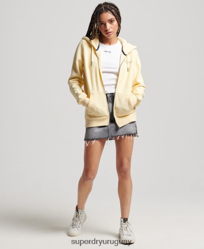 uy Superdry mujer sudadera vintage con cremallera y arcoíris amarillo DT2N8Z2208 ropa