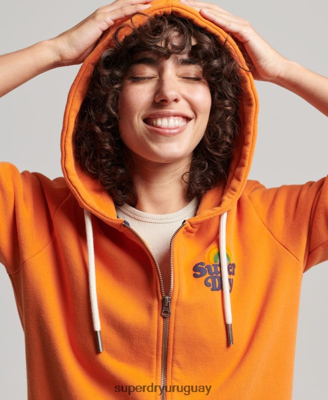 uy Superdry mujer sudadera vintage con cremallera y arcoíris naranja DT2N8Z2288 ropa