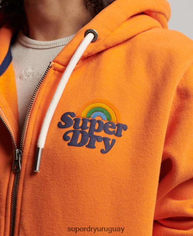 uy Superdry mujer sudadera vintage con cremallera y arcoíris naranja DT2N8Z2288 ropa