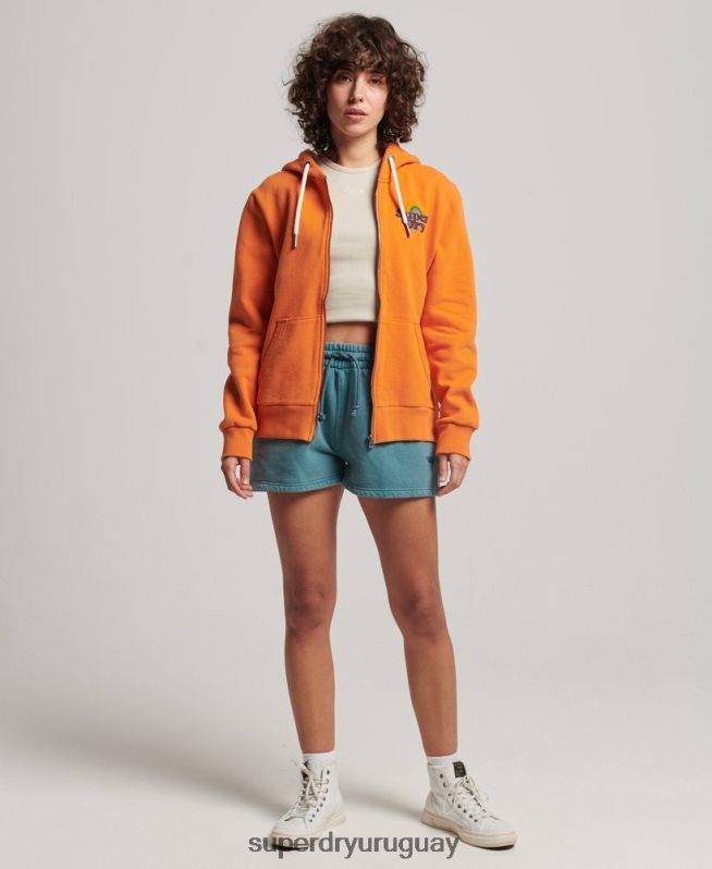 uy Superdry mujer sudadera vintage con cremallera y arcoíris naranja DT2N8Z2288 ropa