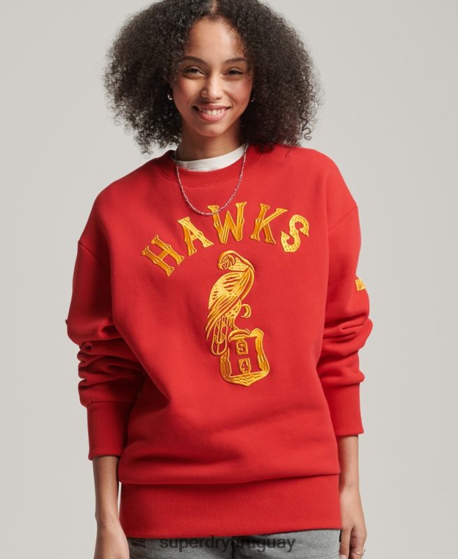 uy Superdry mujer sudadera vintage con cuello redondo rojo DT2N8Z5810 ropa