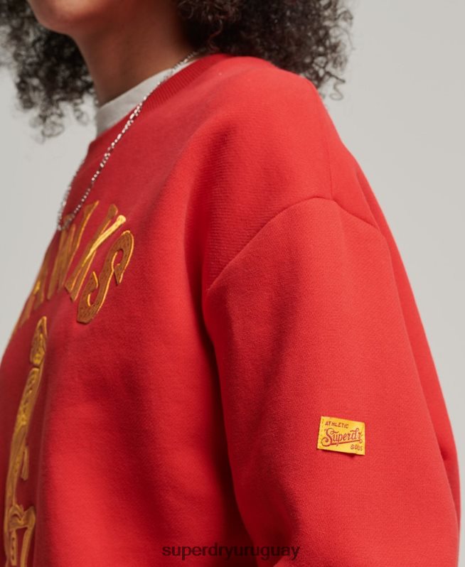 uy Superdry mujer sudadera vintage con cuello redondo rojo DT2N8Z5810 ropa