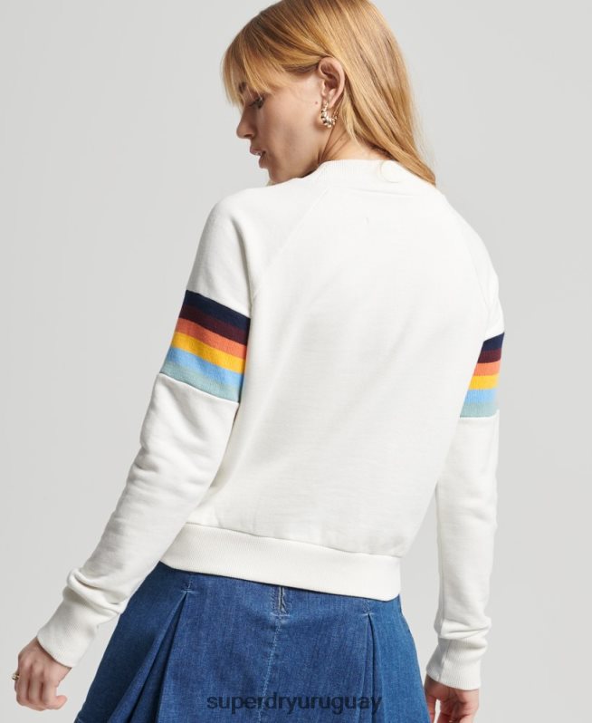 uy Superdry mujer sudadera vintage con cuello redondo y rayas cali crema DT2N8Z5995 ropa