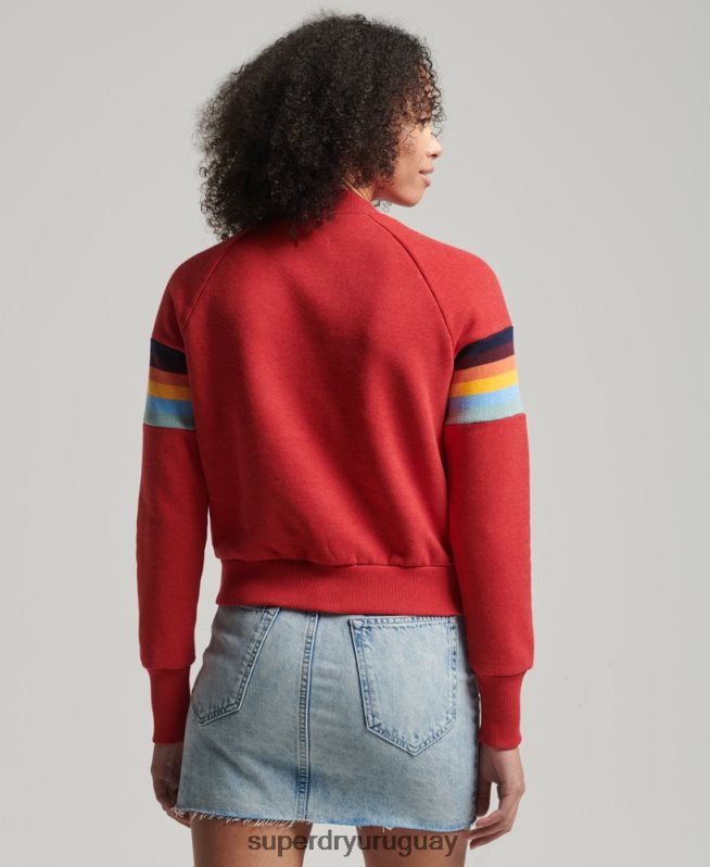 uy Superdry mujer sudadera vintage con cuello redondo y rayas cali rojo DT2N8Z3468 ropa