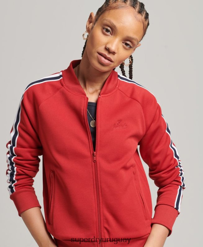 uy Superdry mujer top de chándal de tricot rojo DT2N8Z3333 ropa