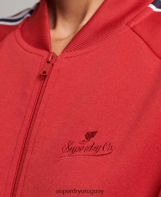 uy Superdry mujer top de chándal de tricot rojo DT2N8Z3333 ropa