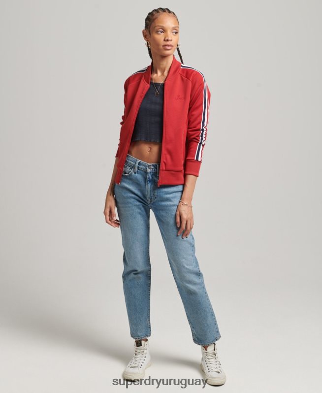 uy Superdry mujer top de chándal de tricot rojo DT2N8Z3333 ropa
