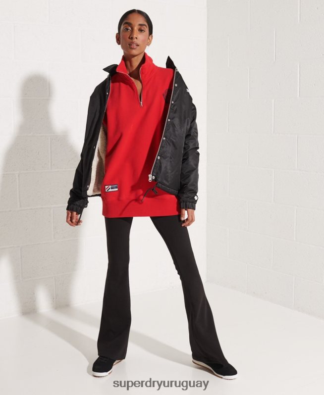uy Superdry mujer top de chándal extragrande con media cremallera de city college rojo DT2N8Z5959 ropa