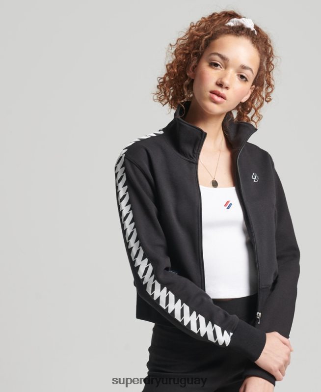 uy Superdry mujer top deportivo con cinta codificada negro DT2N8Z5878 ropa