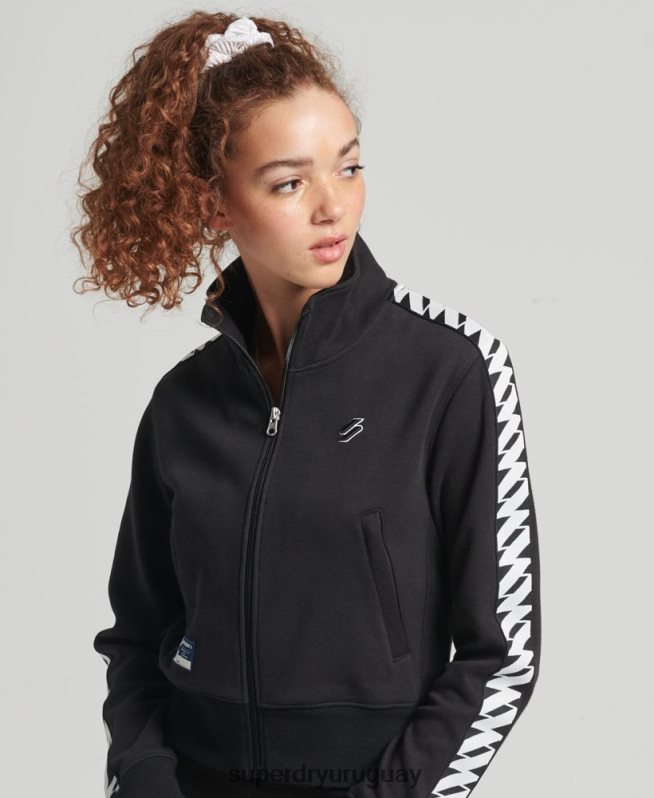 uy Superdry mujer top deportivo con cinta codificada negro DT2N8Z5878 ropa