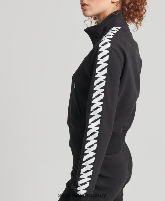 uy Superdry mujer top deportivo con cinta codificada negro DT2N8Z5878 ropa