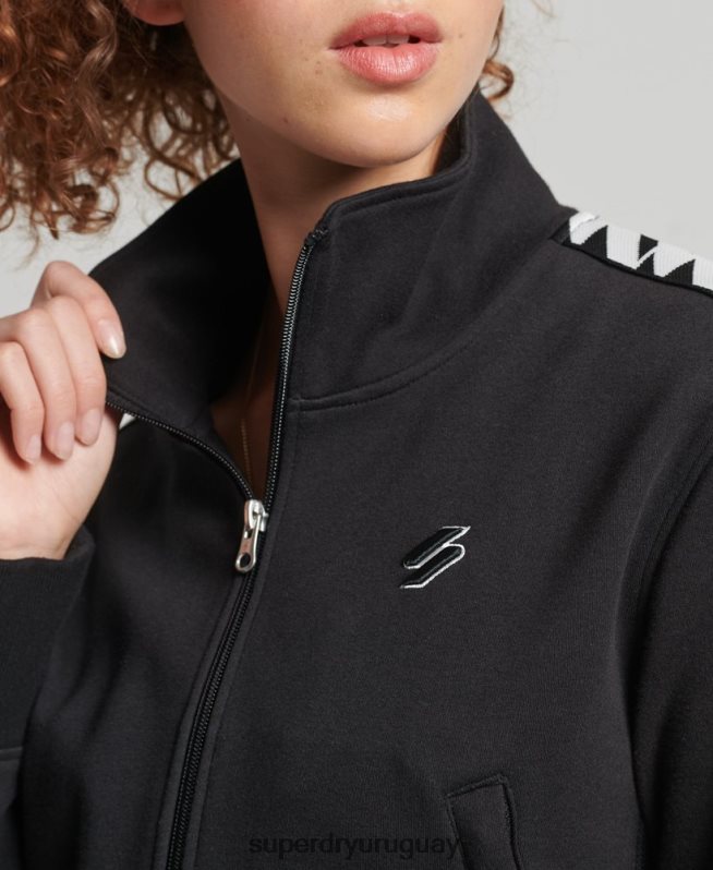 uy Superdry mujer top deportivo con cinta codificada negro DT2N8Z5878 ropa