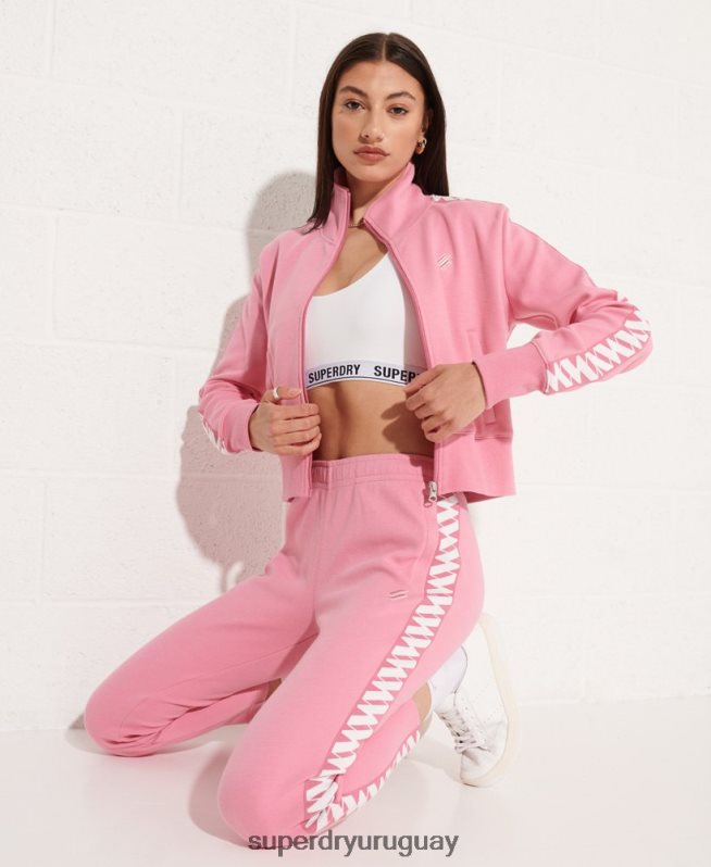 uy Superdry mujer top deportivo con cinta codificada rosa DT2N8Z5874 ropa