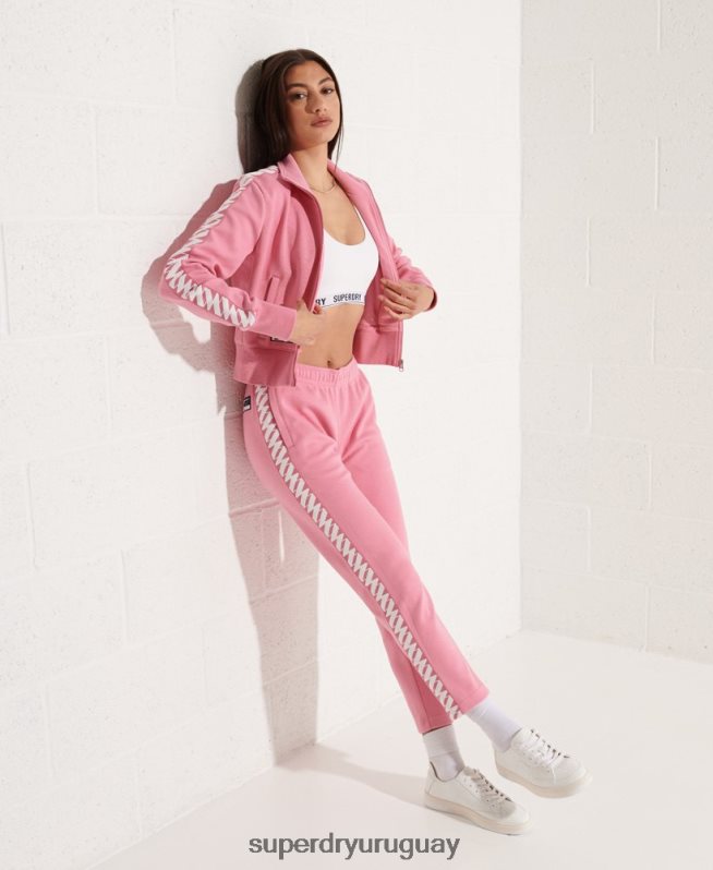 uy Superdry mujer top deportivo con cinta codificada rosa DT2N8Z5874 ropa