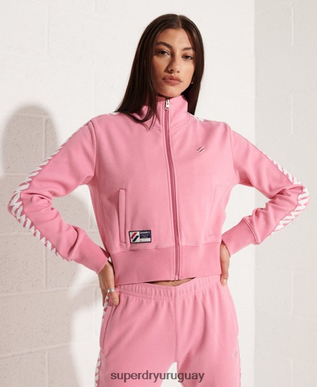 uy Superdry mujer top deportivo con cinta codificada rosa DT2N8Z5874 ropa